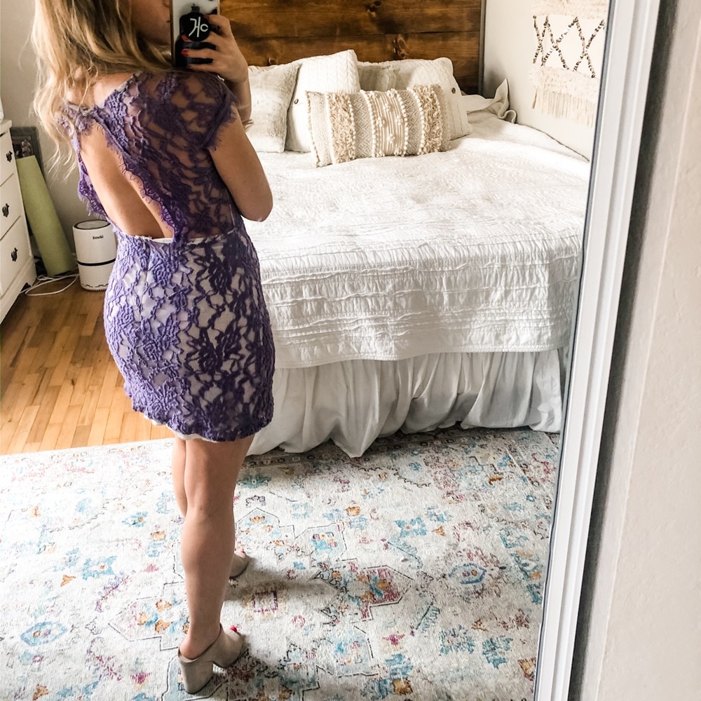 Mini lace lavender dress
